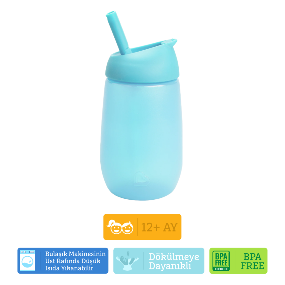 Munchkin Simple Clean Yıkanabilir  Pipetli  Alıştırma Bardağı | 296 ml | 12 Ay+ | Mavi | BPA İçermez|2 Adet
