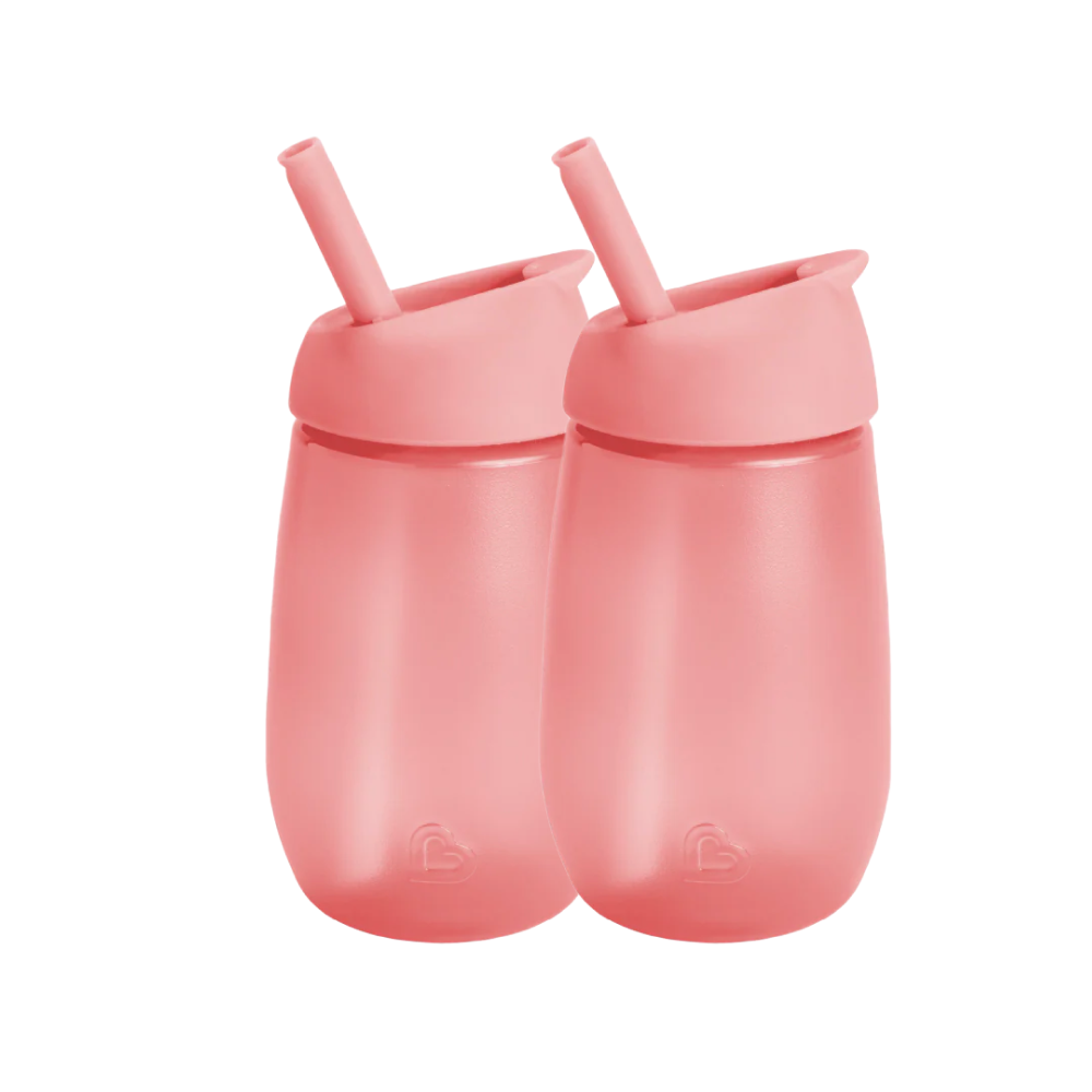 Munchkin Simple Clean Yıkanabilir  Pipetli  Alıştırma Bardağı | 296 ml | 12 Ay+ | Pembe| BPA İçermez|2 Adet