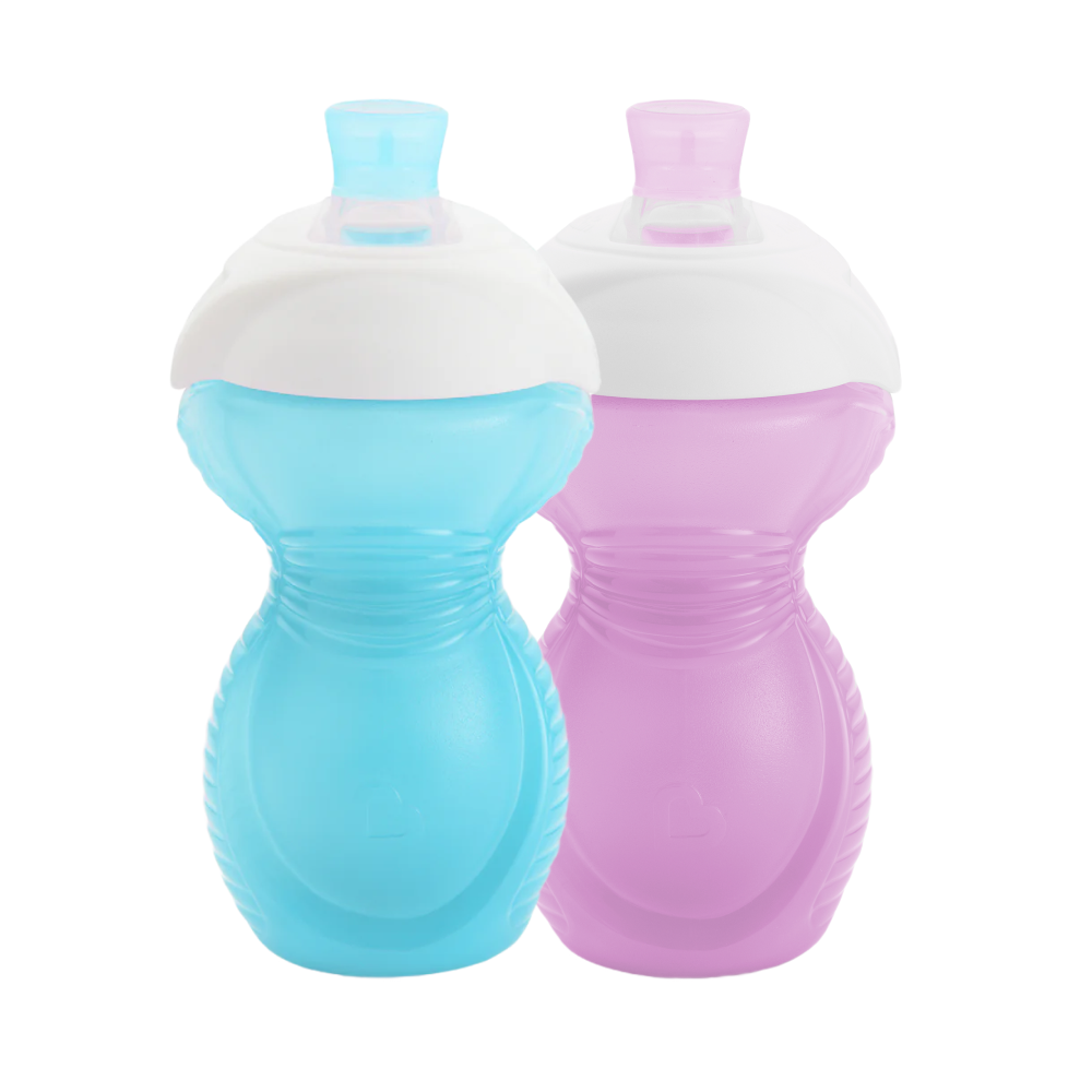 Munchkin Click Lock™ Isırmaya Dayanıklı   Emzikli Bardak | 9 Ay+ | 266 ml | MAVİ &MOR  2ADET | Sızdırmaz | BPA İçermez