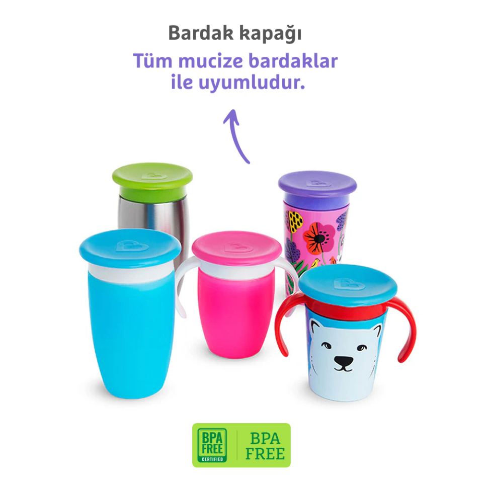 Munchkin Miracle Bardak Kapak-Mor –1 adet, 360 Mucize Bardaklar ile Uyumlu,BPA İçermez,Hijyenik Kullanım