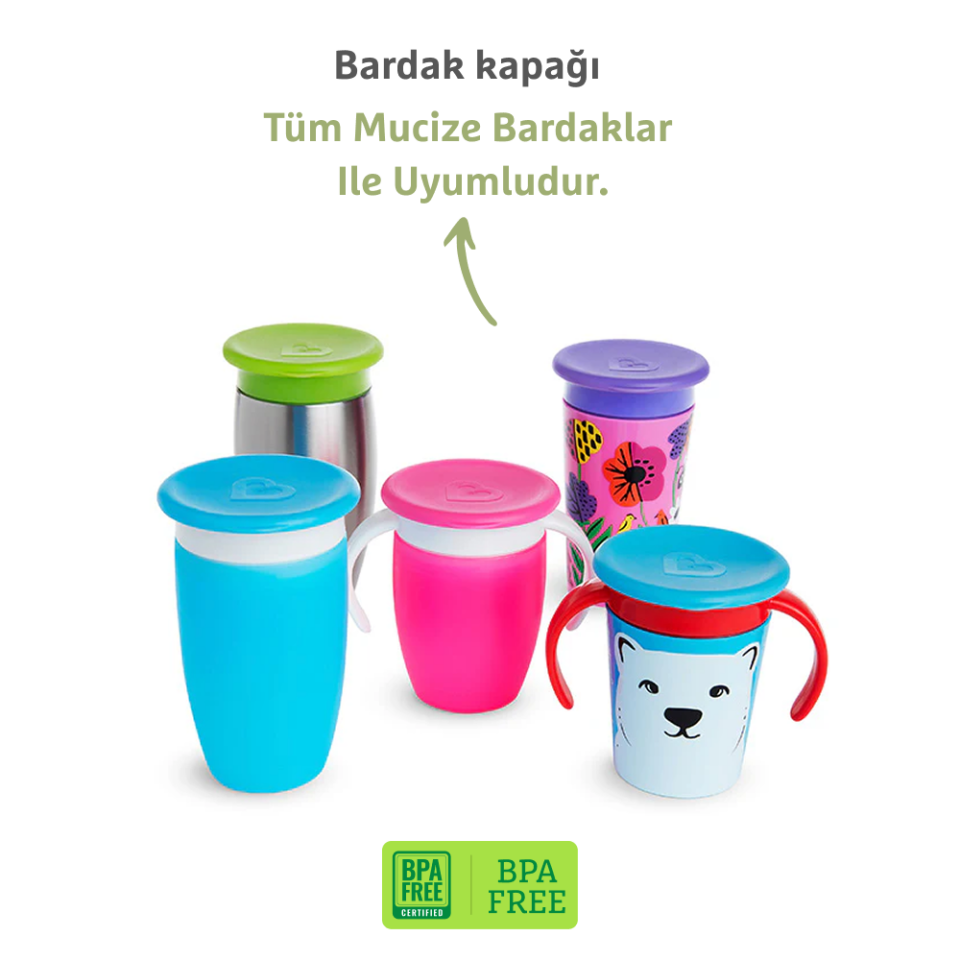 Munchkin Miracle Bardak Kapak-Yeşil –1 adet, 360 Mucize Bardaklar ile Uyumlu,BPA İçermez,Hijyenik Kullanım