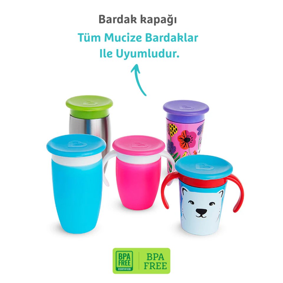 Munchkin Miracle Bardak Kapak-Mavi –1 adet, 360 Mucize Bardaklar ile Uyumlu,BPA İçermez,Hijyenik Kullanım