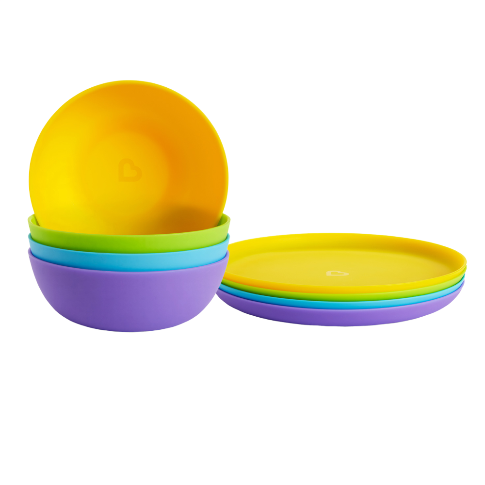 Munchkin Beslenme Seti(4 adet kase ve 4 adet tabak) Renkli,BPA İçermez