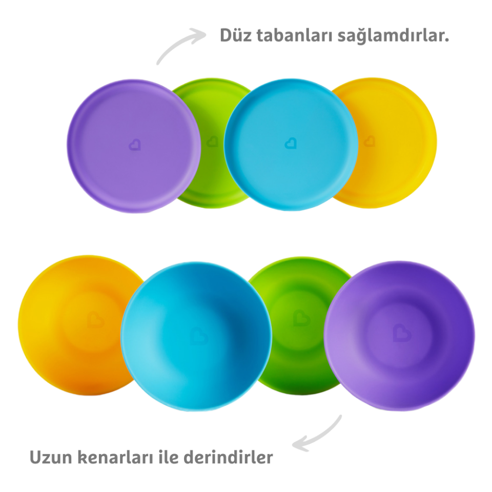 Munchkin Beslenme Seti(4 adet kase ve 4 adet tabak) Renkli,BPA İçermez