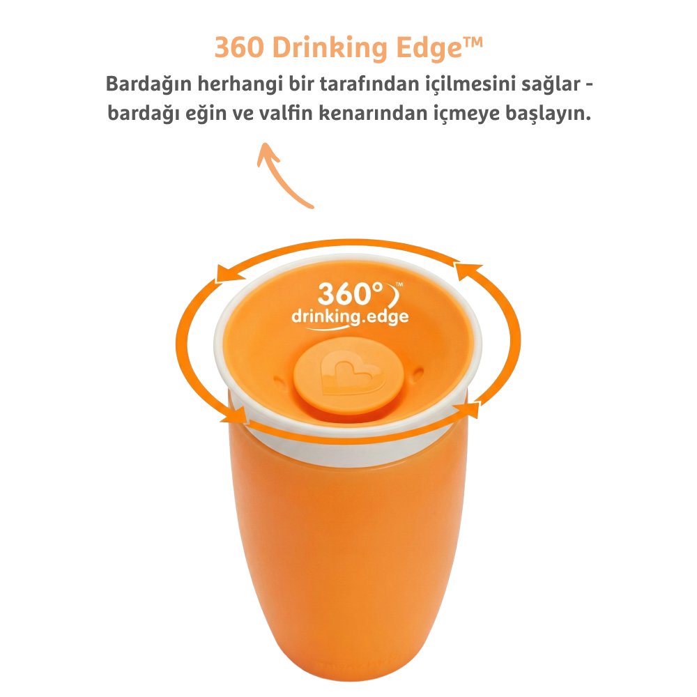 Munchkin Mucize 360° Alıştırma Bardağı, 12AY+, 296ML Turuncu