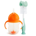 Munchkin Tıklama Kilitli Uçlu Pipetli Alıştırma Bardağı, 6ay+, 207ml, Turuncu  ve Sünger Uçlu Biberon, Bardak ve Şişe Temizleme Fırçası,Yeşil