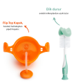 Munchkin Tıklama Kilitli Uçlu Pipetli Alıştırma Bardağı, 6ay+, 207ml, Turuncu  ve Sünger Uçlu Biberon, Bardak ve Şişe Temizleme Fırçası,Yeşil