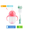 Munchkin Tıklama Kilitli Uçlu Pipetli Alıştırma Bardağı, 6ay+, 207ml, Pembe  ve Sünger Uçlu Biberon, Bardak ve Şişe Temizleme Fırçası,Yeşil
