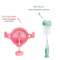 Munchkin Tıklama Kilitli Uçlu Pipetli Alıştırma Bardağı, 6ay+, 207ml, Pembe  ve Sünger Uçlu Biberon, Bardak ve Şişe Temizleme Fırçası,Yeşil