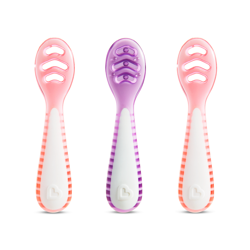 Munchkin Gentle Dip İlk Bebek Kaşığı | 3'lü Set | 4 Ay+ | Aşamalı Beslenme | BPA İçermez | Unisex |PEMBE-MOR