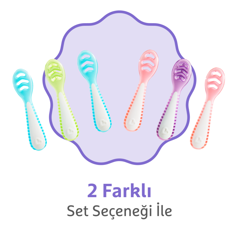 Munchkin Gentle Dip İlk Bebek Kaşığı | 3'lü Set | 4 Ay+ | Aşamalı Beslenme | BPA İçermez | Unisex |PEMBE-MOR