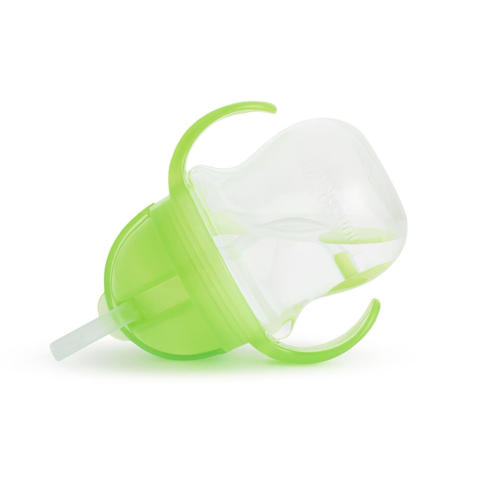 Munchkin Tıklama Kilitli Uçlu Pipetli Alıştırma Bardağı, 6ay+, 207ml, Yeşil ve Isı Göstergeli Yumuşak Uçlu Bebek Kaşıkları 2li Set