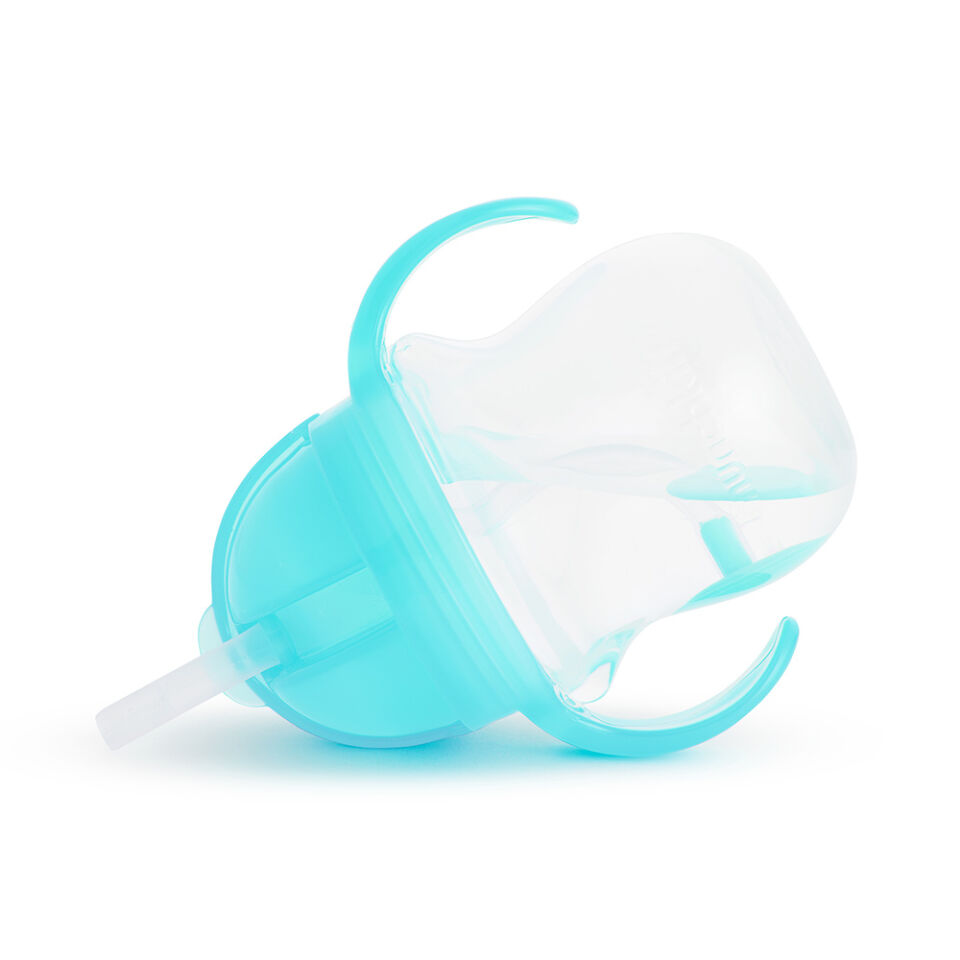 Munchkin Tıklama Kilitli Uçlu Pipetli Alıştırma Bardağı, 6ay+, 207ml, Mavi ve Isı Göstergeli Yumuşak Uçlu Bebek Kaşıkları 2li Set