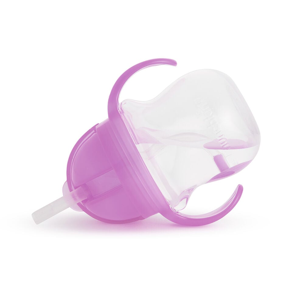 Munchkin Tıklama Kilitli Uçlu Pipetli Alıştırma Bardağı, 6ay+, 207ml, Mor ve Isı Göstergeli Yumuşak Uçlu Bebek Kaşıkları 2li Set