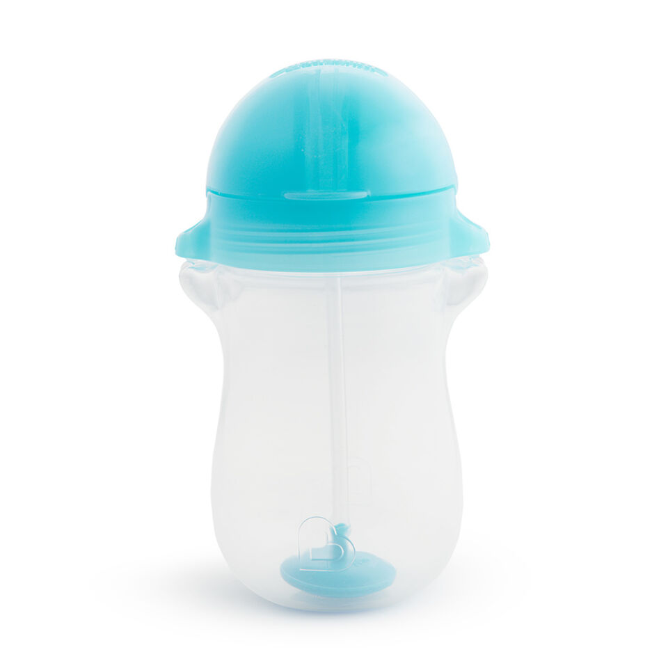 Munchkin Tıklama Kilitli Uçlu Pipetli Alıştırma Bardağı, 12ay+, 296ml, Mavi ve Isı Göstergeli Yumuşak Uçlu Bebek Kaşıkları 2li Set