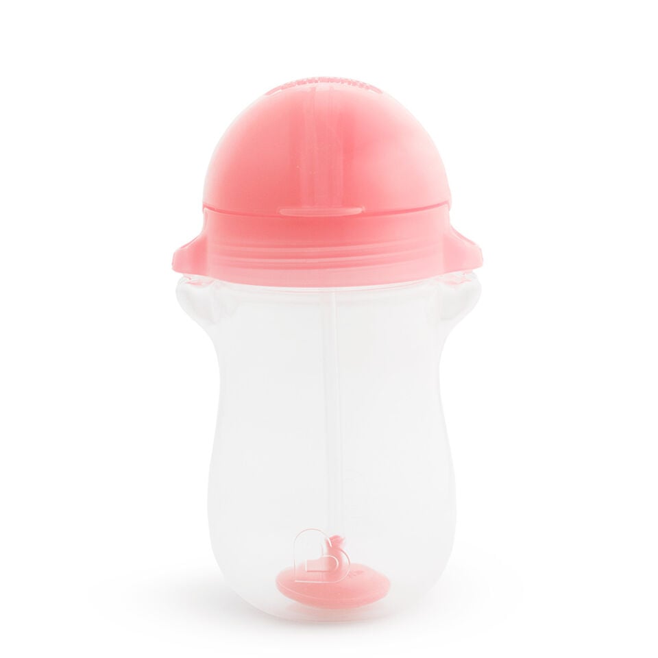 Munchkin Tıklama Kilitli Uçlu Pipetli Alıştırma Bardağı, 12ay+, 296ml, Pembe  ve Isı Göstergeli Yumuşak Uçlu Bebek Kaşıkları 2li Set