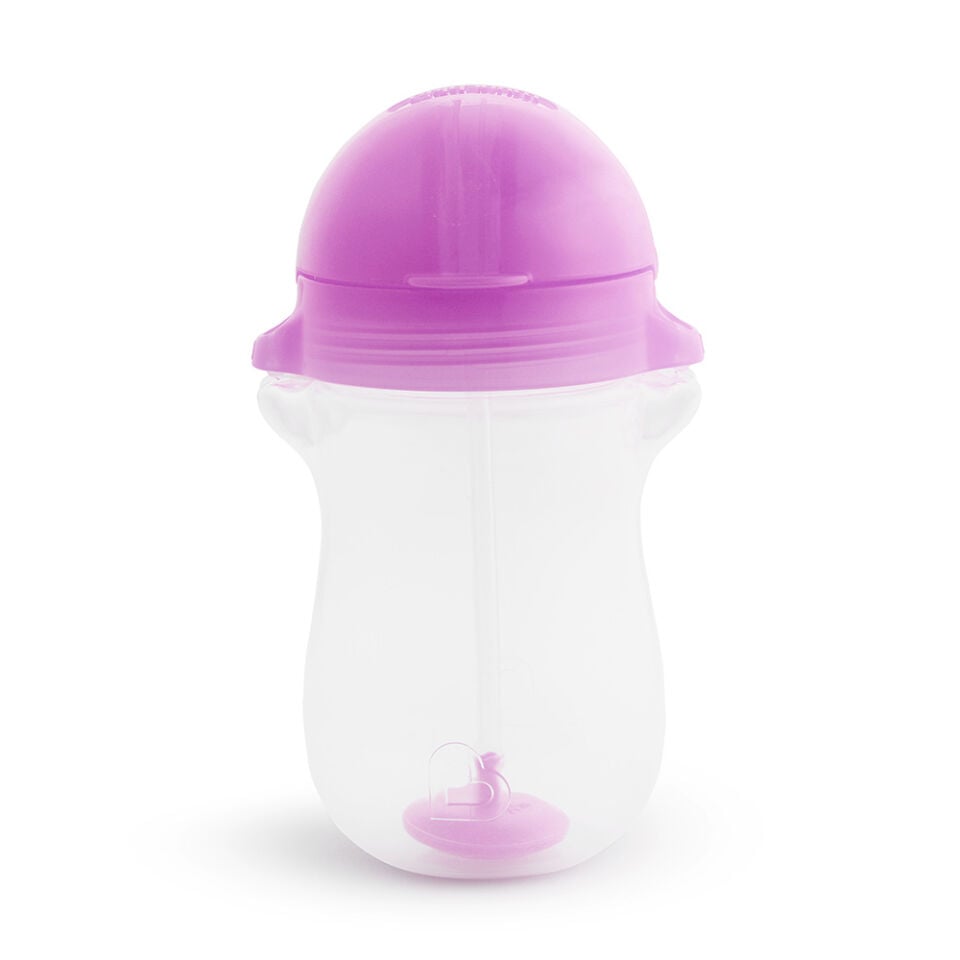 Munchkin Tıklama Kilitli Uçlu Pipetli Alıştırma Bardağı, 12ay+, 296ml, Mor ve Isı Göstergeli Yumuşak Uçlu Bebek Kaşıkları 2li Set