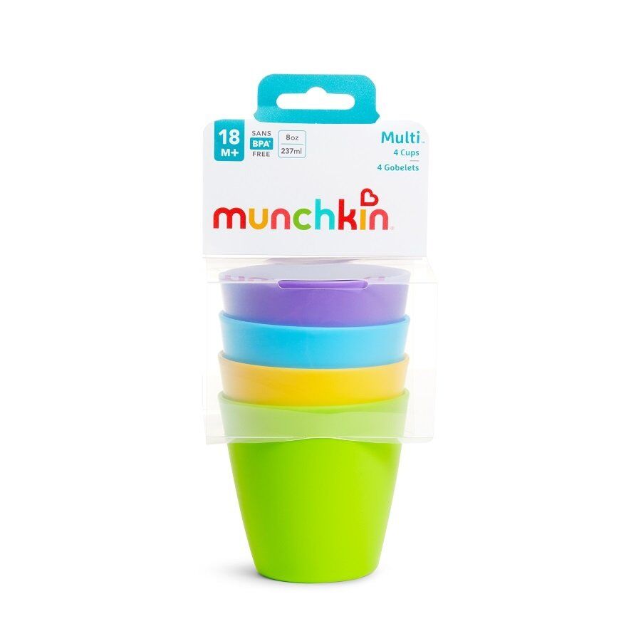 Munchkin Modern Çoklu Bardak Seti | 18 Ay+ | 4 Renk | 237 ml | BPA İçermez | Bulaşık Makinesinde Yıkanabilir